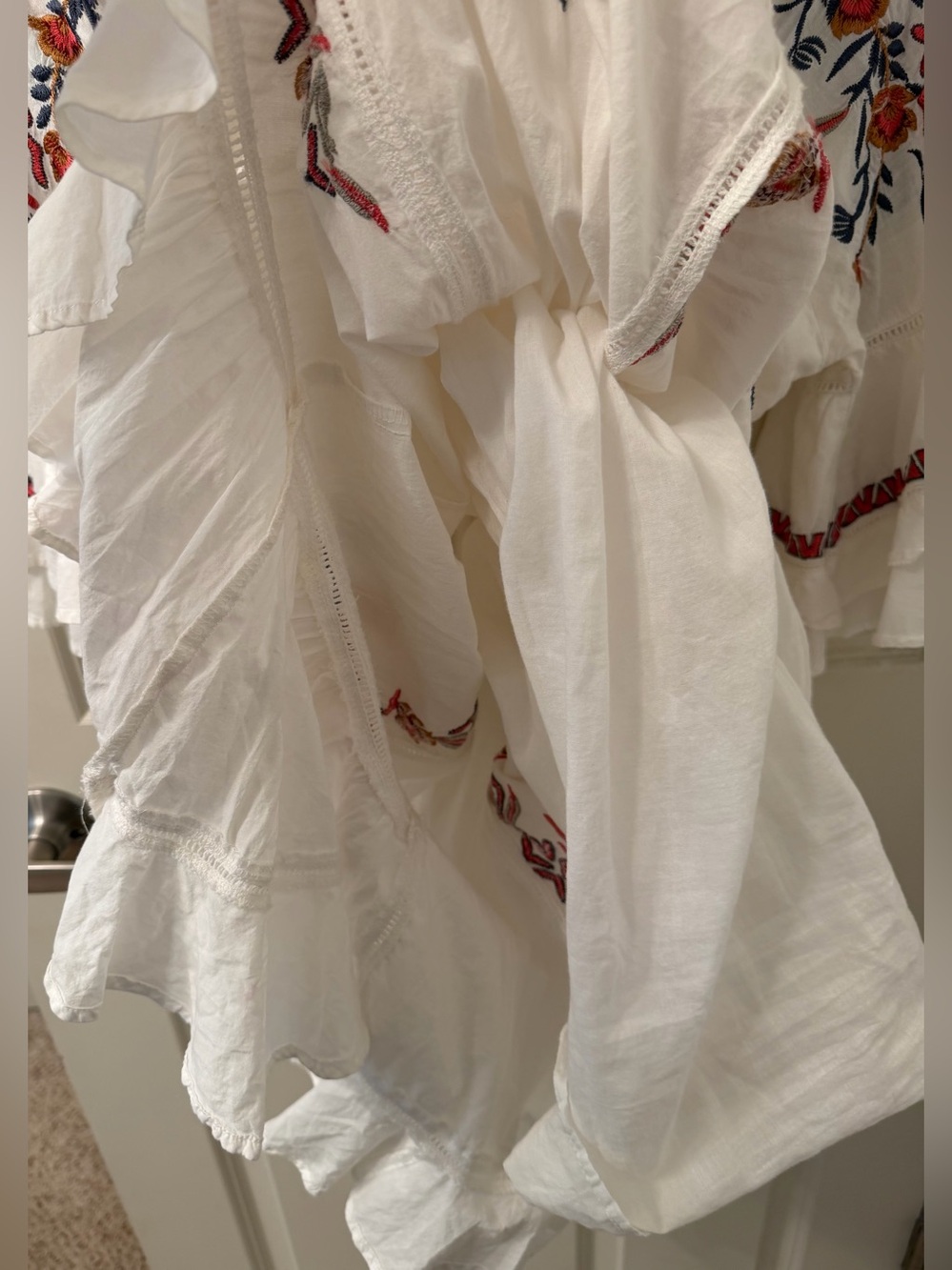 Free People Pavlo Embroidered Boho Mini Dress in White, Size Small - Picture 8 of 14